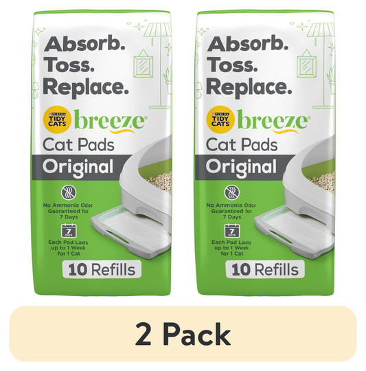 (10 Pack)   Breeze Absorbent Cat Litter Pads, 24/7 Odor Control, Refill Pack, 10 Ct. Pouch