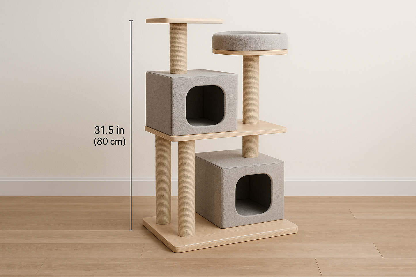 31.5" Modern Cat Tree Tower with Dual Large Condos for Kitten  