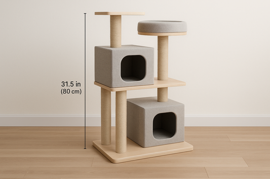 31.5" Modern Cat Tree Tower with Dual Large Condos for Kitten  