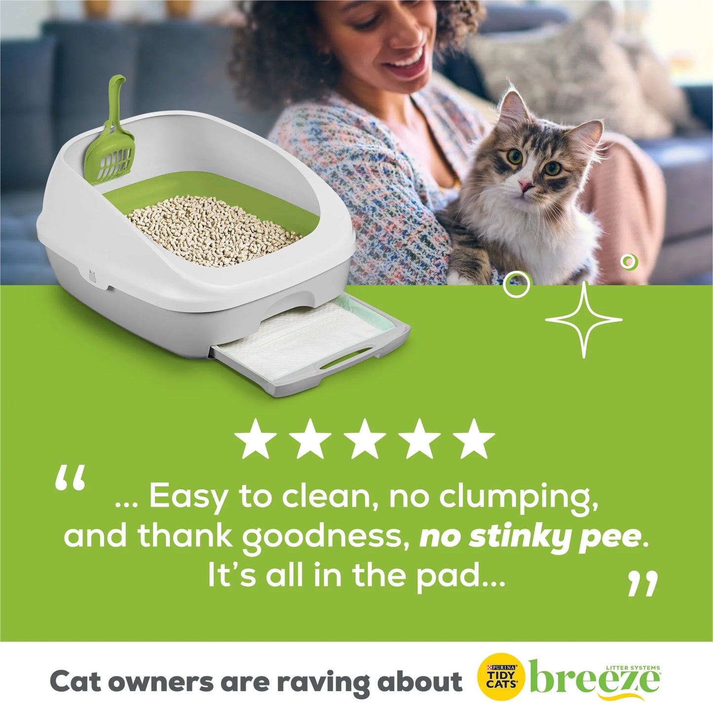 (10 Pack)   Breeze Absorbent Cat Litter Pads, 24/7 Odor Control, Refill Pack, 10 Ct. Pouch