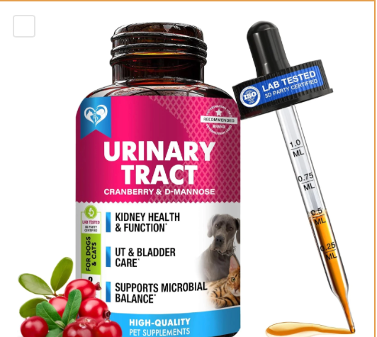 Cat & Dog Urinary Tract Infection Treatment & Natural UTI Cranberry -Kidney+Bladder Support Supplement - Best Prevention Urine Incontinence, Bladder Stones - Pet Renal Health & UTI Care Drops