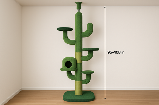 Tall Cat Tree Cactus Floor to Ceiling Cat Tower 95-108" Sisal Scratching Post for Indoor Cats